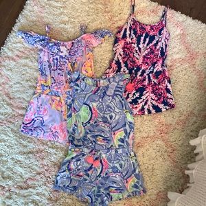 Lot of 3 Lilly Pulitzer rompers size 6-7